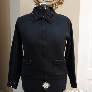 Nwt Sioni Black Blazer with Embellished Collar